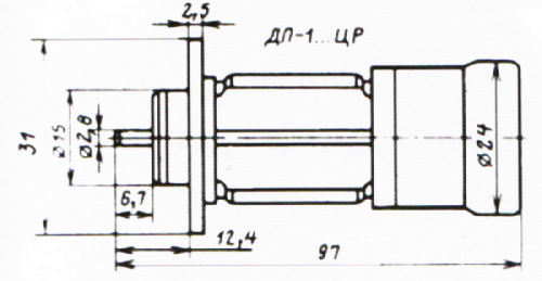 Габаритный чертеж электродвигателя ДП-1-13А