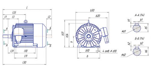 АО4 электродвигатели габариты IM1001 IM1002