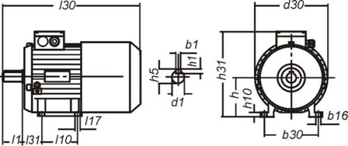 Габаритный чертеж двигателя с электромагнитным тормозом 