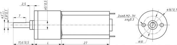 Габаритный чертеж мотор-редуктора IG-16GM