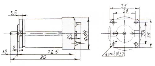 электродвигатель ДМ-2-26 габариты