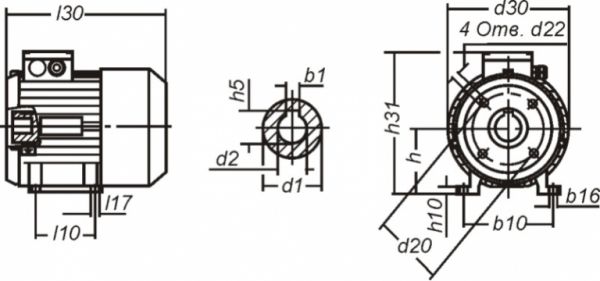 Габаритный чертеж электродвигателя IMM-РВ
